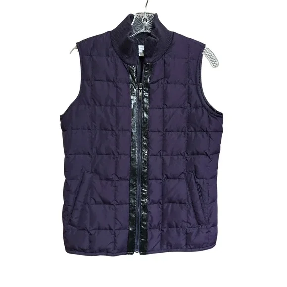 Charter Club Quilted Down Feather Vest Purple Zip Front Puffer Women's Small - Picture 1 of 5